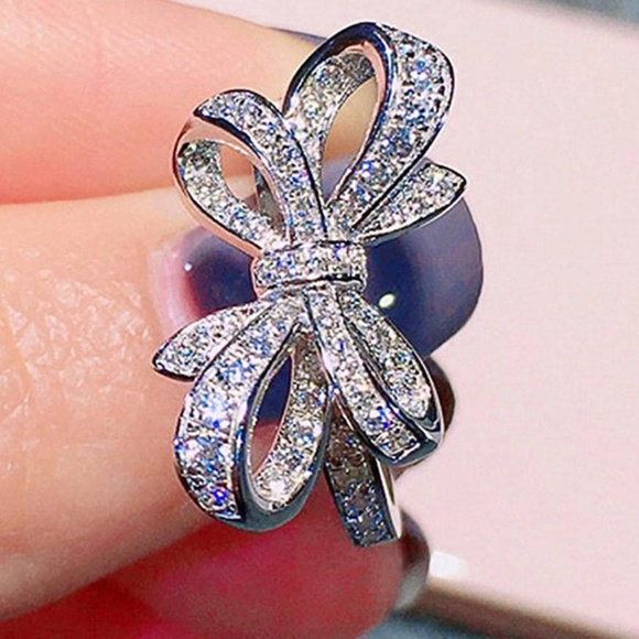 Luxe Gold Tone Cubic Zirconia Bow Ring - Picture 5 of 8